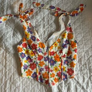 Peppermayo Colorful Floral Corset Top